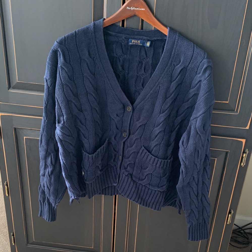 Polo by Ralph Lauren Women's Navy Cable Knit Sweater
